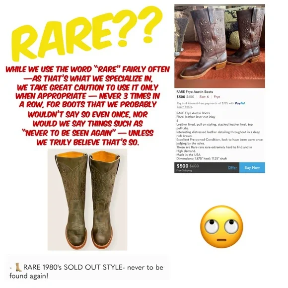 🛑 Buying Frye Vintage Boots? Read this! Cowboy Cowgirl Western Biker Moto Boots - Picture 11 of 16